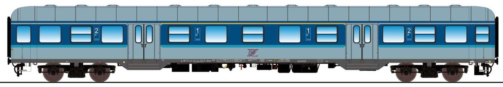 H0 Silberling / n-Wagen AB nrz 418.4, 80 31-34 359-5, 1./2. Kl, GfF Ep. VI, blau-weiß, DC
